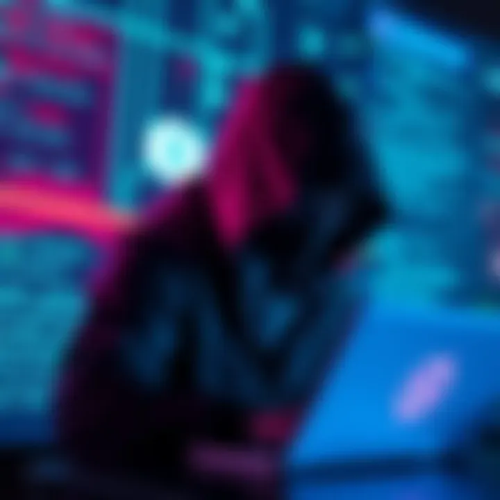 A hacker using CrowSwap to launder funds after a cyber breach at Resupply.fi. The scene shows a digital interface with money symbols and code in the background.