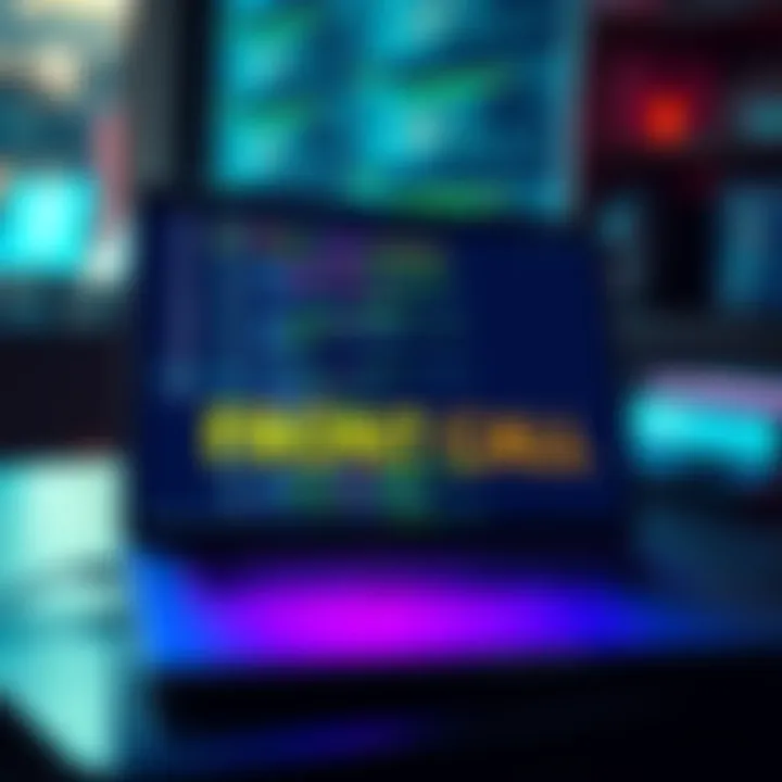 Graphic showing a laptop with code on the screen and a call for frontend developers for Hacknation 7th Edition online hackathon