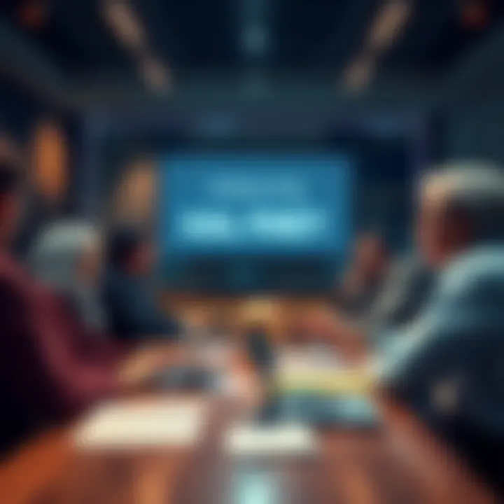 A group of people discussing Hal Finey and cryptocurrency at a table with laptops and papers.