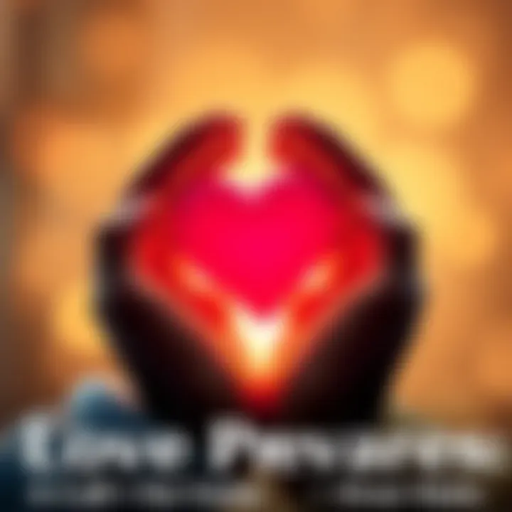 Hands Holding a Heart Two diverse hands gently hold a glowing heart symbolizing love and unity, surrounded by a bright, hopeful background.