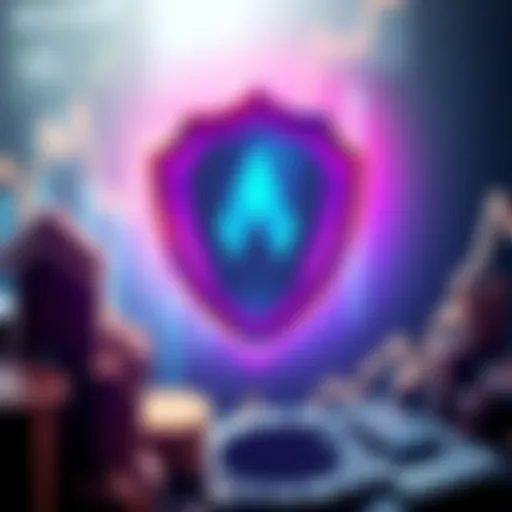 A vibrant shield symbolizing stability and investment potential, with a background showing upward trending graphs.