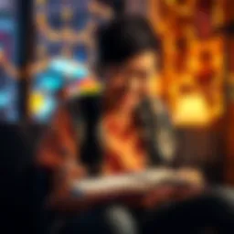 A person laughing while writing down funny and serious goals for 2026 in a notebook