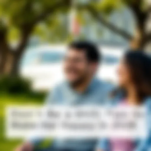 A smiling couple enjoying a moment together outdoors, sharing a joyful conversation.