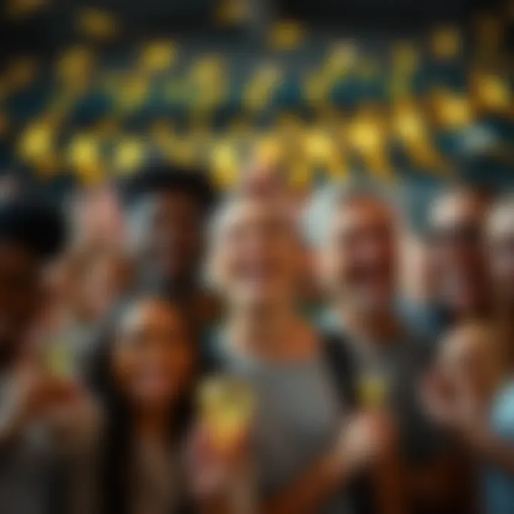 A group of smiling people celebrating their ownership of PI cryptocurrency, sharing joy and belonging.