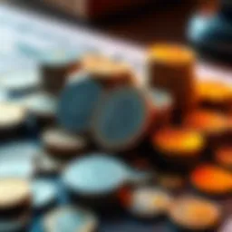 Coins symbolizing hard money A collection of various coins representing hard money, placed on a table to illustrate the concept of a hard money standard