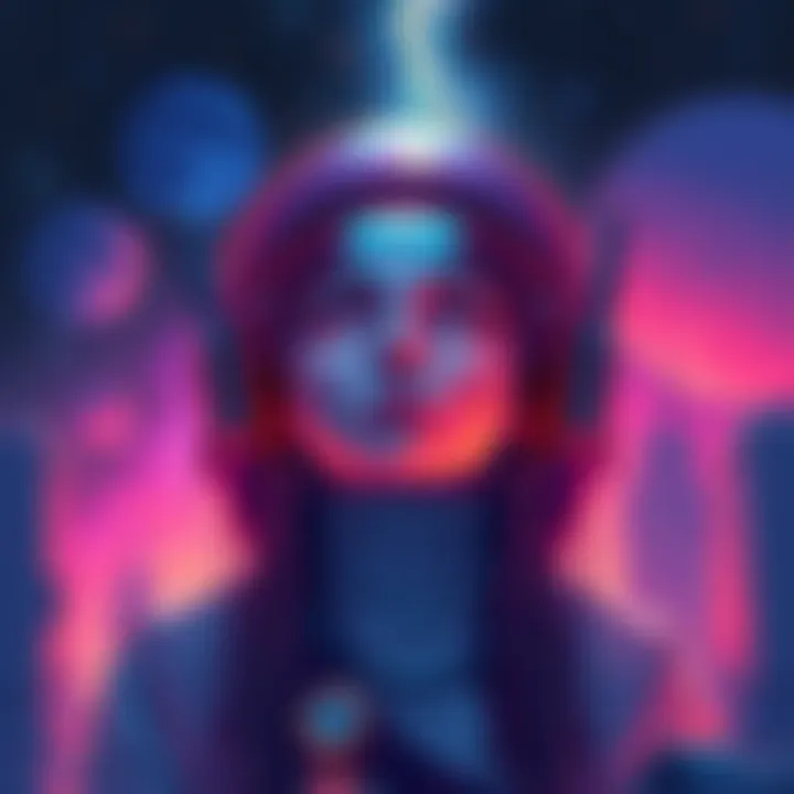 A vibrant illustration featuring a 'Harmonaut' in a cosmic setting, contemplating existence