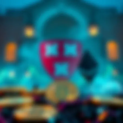 Harvard University logo with Bitcoin and Ethereum symbols, showing a financial shift in investments.