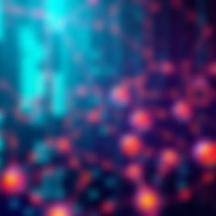 Illustration showing the concept of Hashgraph technology with interconnected nodes representing transactions and speed, set against a digital backdrop.