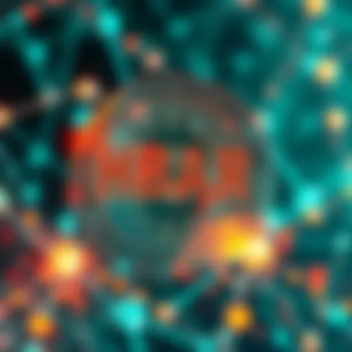 Artistic representation showing HBAR's connection to quantum physics and the Hedera network's functionality.