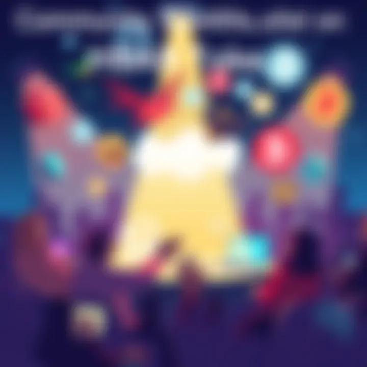 A vibrant illustration showcasing diverse HBAR tokens sparking lively debate among community members