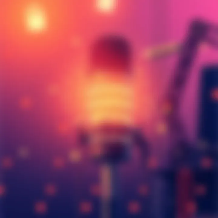 Cover illustration for the podcast 'Headless' featuring a microphone with digital elements representing AI and CMS.
