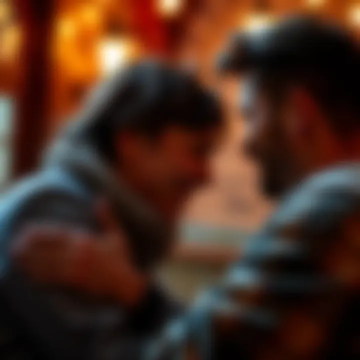 A warm scene of two people sharing a moment, showcasing deep emotions and human connection.