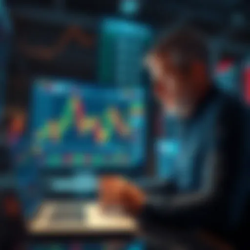 Hedera Investor Analyzing Market Trends A person looking at market charts on a laptop, reflecting on investment strategies during a bear market.