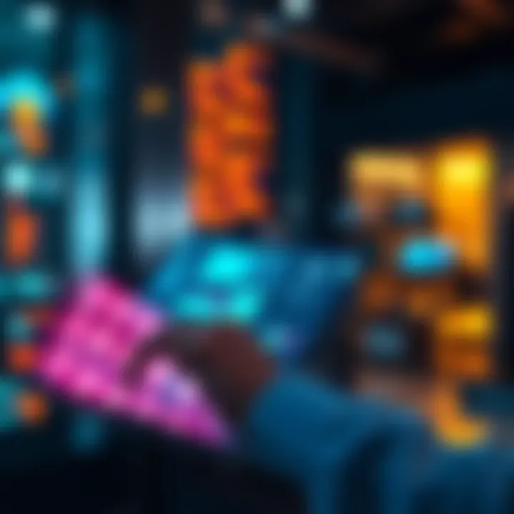 A person interacting with the Hedera Agent Lab AI platform on a tablet, showcasing its user-friendly interface and technology features.