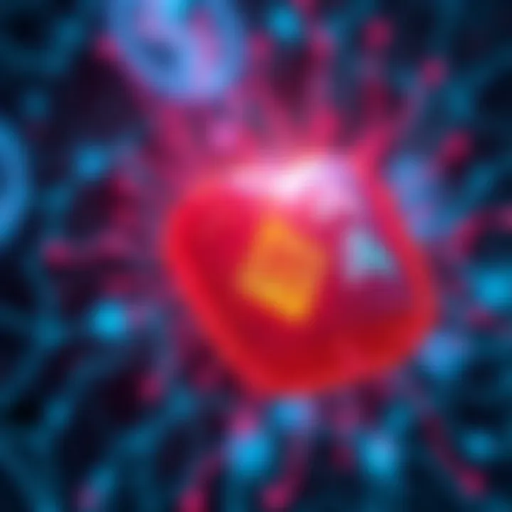 A digital representation of Hedera's role in AI technology with blockchain elements and AI symbols