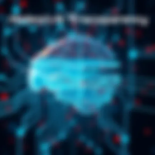 A graphic representation of AI with transparent layers showing data flow and accountability, symbolizing trust in technology.