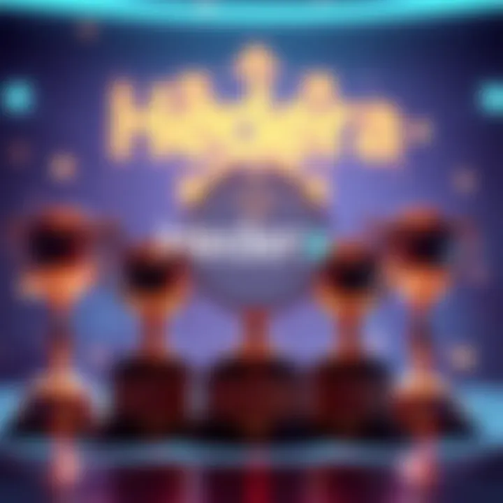 Hedera Awards Recognition Hedera logo with award trophies showcasing its finalist status for Digital Assets Award and Disruptor of the Year