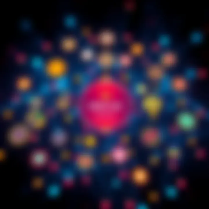 Hedera Blockchain Connection Visual representation of Hedera connecting multiple blockchains, showcasing the HBAR token with various blockchain logos in a network