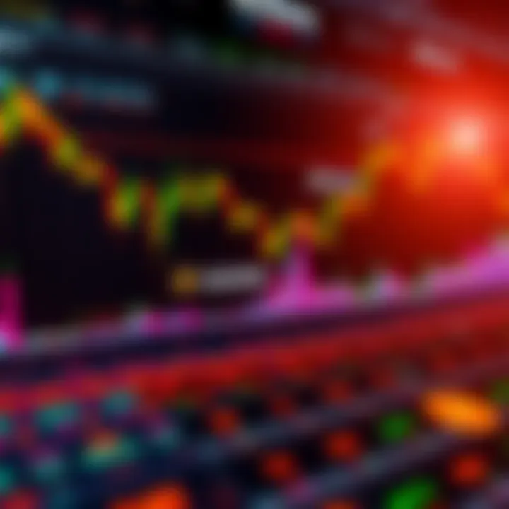 A digital chart displaying Hedera's stagnant value compared to other cryptocurrencies, with a backdrop of market trends and graphs.