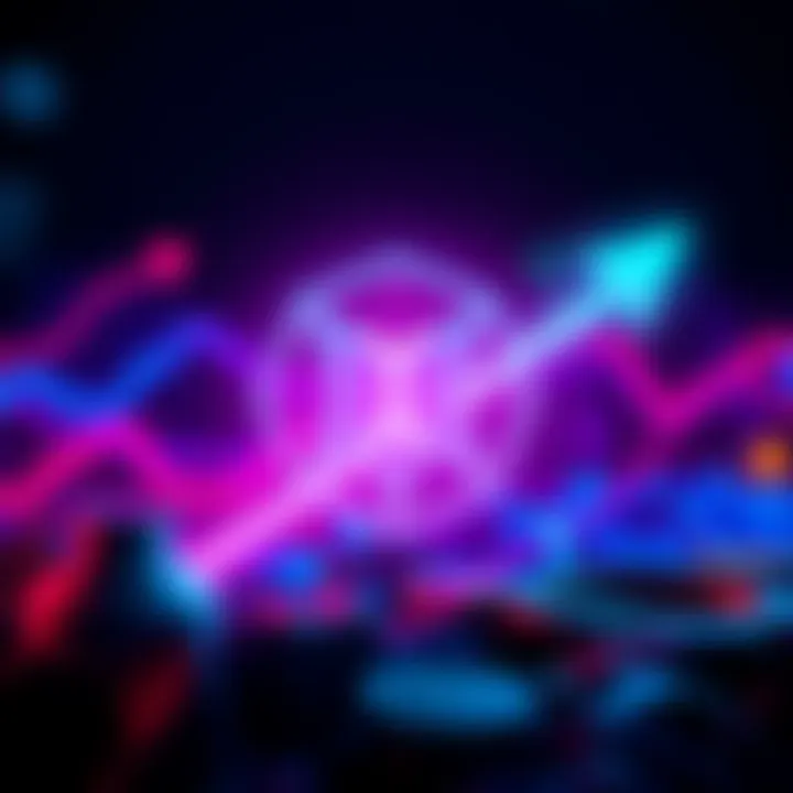 Hedera logo with arrows indicating growth, surpassing other currencies