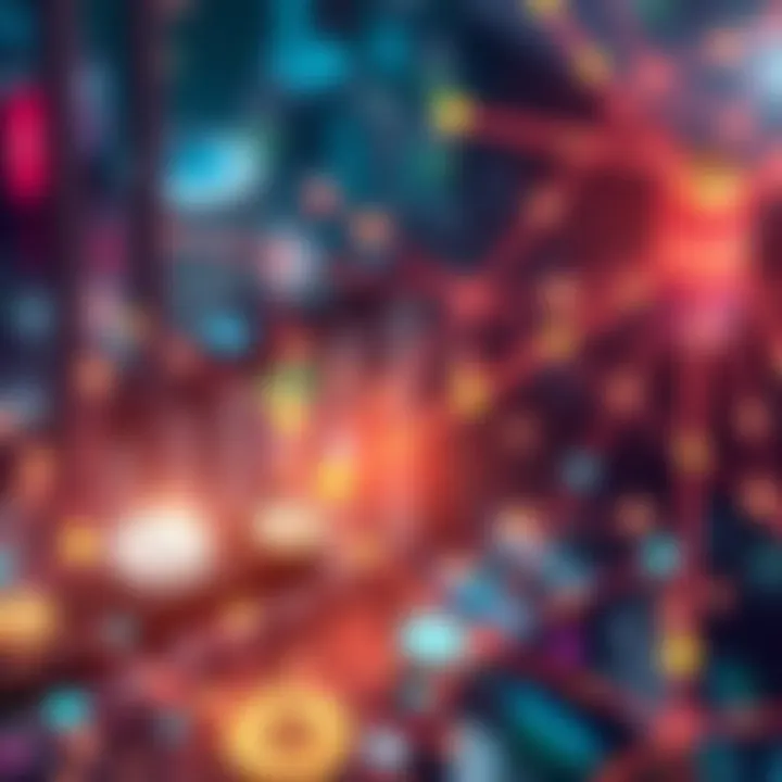 An illustration showing digital tokens and a network symbolizing Hedera Hashgraph's influence in a tokenized economy.