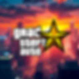 An illustration of a Hedera logo alongside a Rockstar Games logo, with a backdrop of a cityscape reflecting a gaming environment, symbolizing a potential partnership for GTA6.