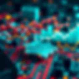 A digital representation of tokenization featuring blockchain elements and graphs symbolizing market infrastructure.