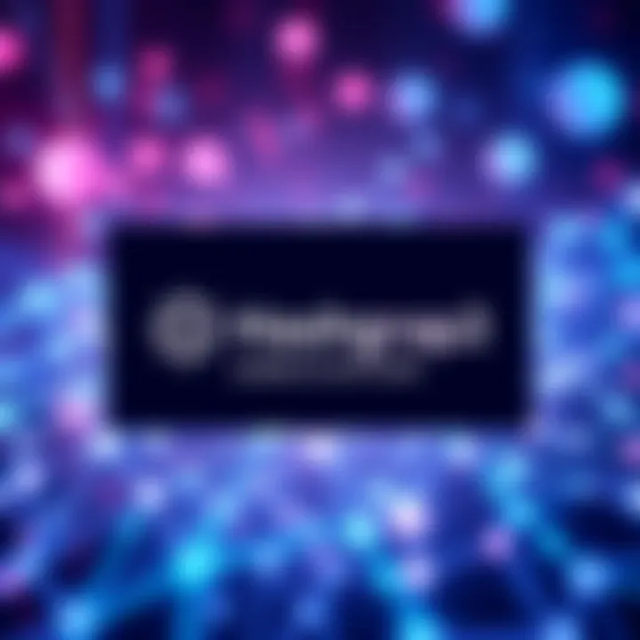 Hedera Web3 Collaboration Graphic showing The Hashgraph Association logo alongside Hedera's logo, with digital symbols representing Web3 technologies and decentralized services in the background.