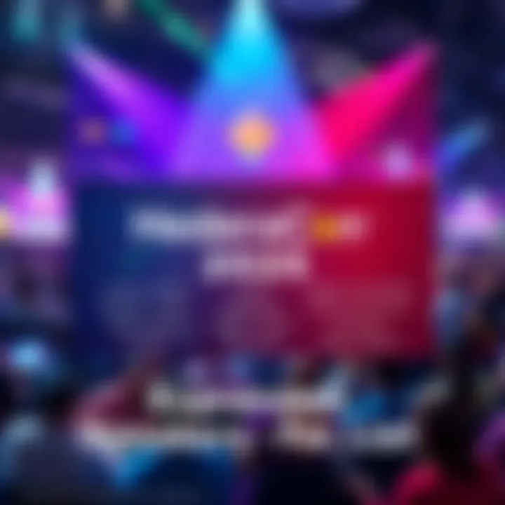 A colorful graphic featuring the HederaCon 2026 logo with names of various industry leaders listed, set against a lively background.