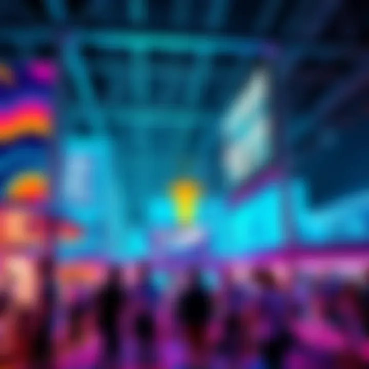 A vibrant scene of HederaCon 2026 in Miami Beach with industry experts networking and discussing crypto finance.