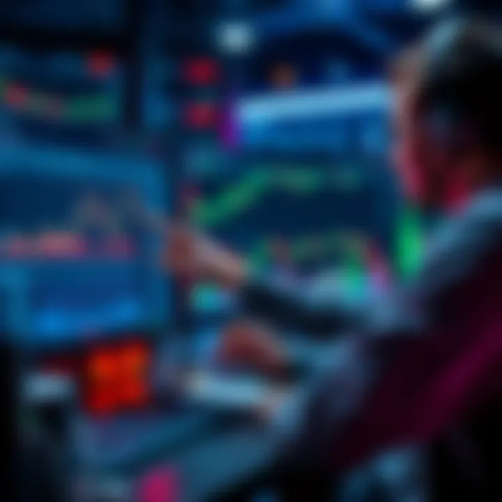 A trader analyzing graphs and charts on a computer screen to hedge liquidity provider positions using perpetual futures.