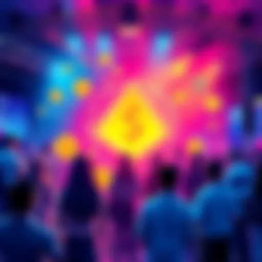 A vibrant poster showcasing $HEGE with community members engaging in a unique event, featuring graphics of coins and social connections.