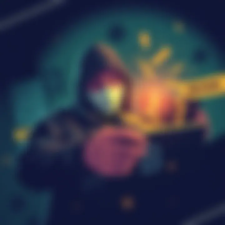 Heist Illustration A bold heist scene showing a person in a mask collecting money from a digital treasury labeled #BONK.