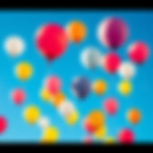 Colorful helium balloons floating upward against a bright blue sky, symbolizing rising prices and market potential.