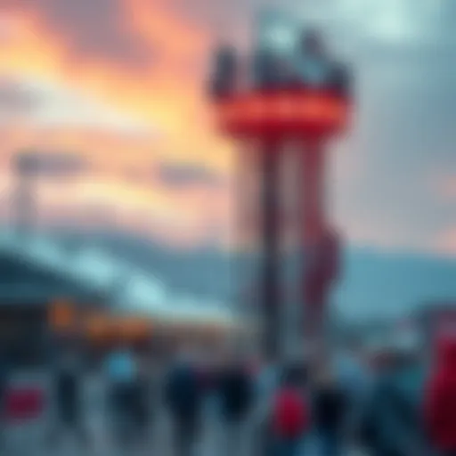 A Helium cell tower set in a busy outdoor venue, showing strong connectivity with people gathered around, emphasizing high foot traffic area.