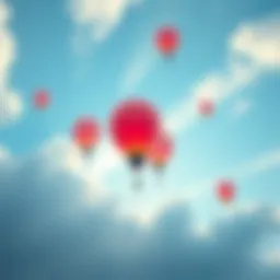An illustration showing helium balloons rising towards a blue sky, symbolizing the potential growth of Helium and HNT in the market.