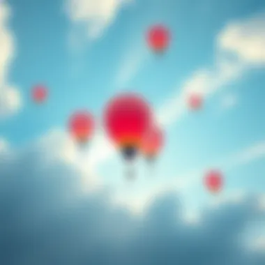 An illustration showing helium balloons rising towards a blue sky, symbolizing the potential growth of Helium and HNT in the market.