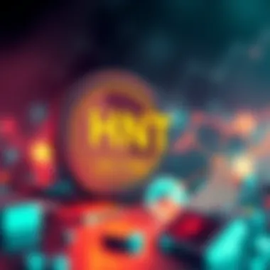 Visual representation of Helium's HNT token with a deflationary chart illustrating token burning and network usage.