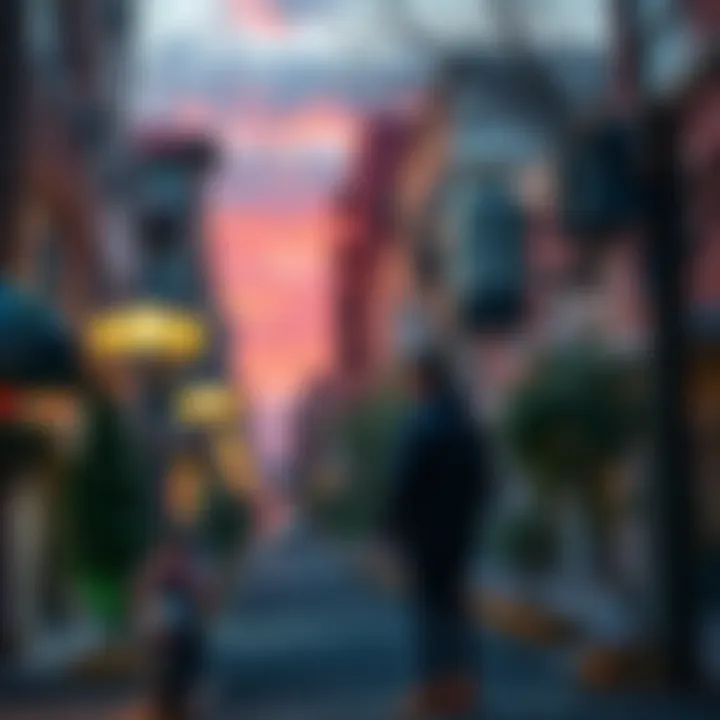 A person setting up a Helium Hotspot in a local neighborhood, surrounded by buildings and trees.