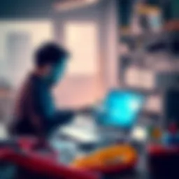 A person setting up a Dragino TrackerD device for connectivity on the Helium network, with a laptop and various tools around them.
