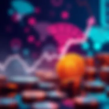 A graph showing the drop in value of Helium Mobile tokens, with crypto coins and WiFi symbols in the background.