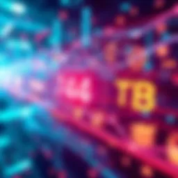 Visual representation of data transfer with streaming icons and network symbols, showcasing 744 TB of data movement.