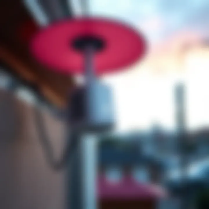 A Helium Outdoor Wi-Fi Hotspot mounted outside, showing strong signal but no device connection.