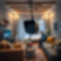 Hidden camera in a home setting A hidden camera discreetly placed in a living room, capturing a couple discussing divorce.