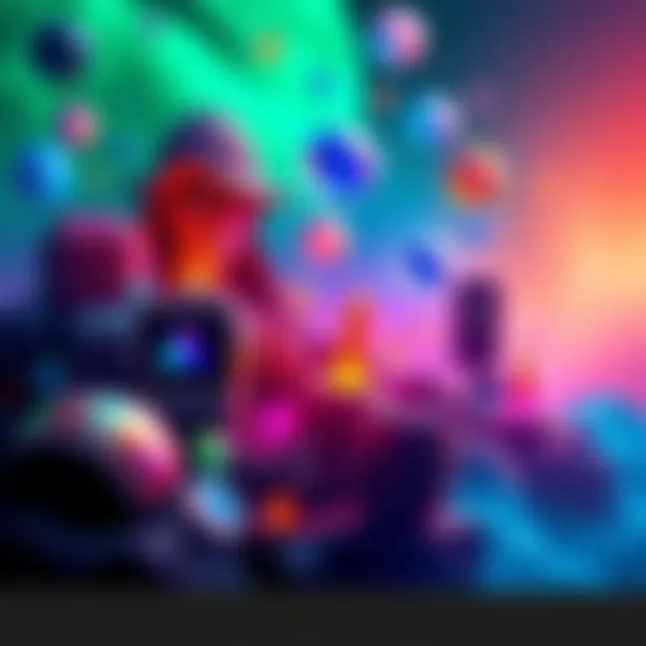 An artistic representation of innovative projects within the Algorand ecosystem showing diverse platforms and solutions.