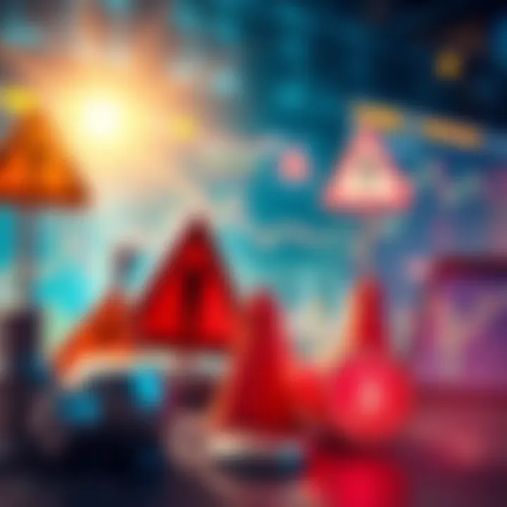 Conceptual illustration highlighting the dangers of dubious investment platforms with varying financial graphs and warning signs