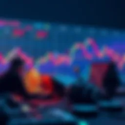 Scalper Maxi placing large bets on Bitcoin and Ethereum with graphs showing market volatility in the background