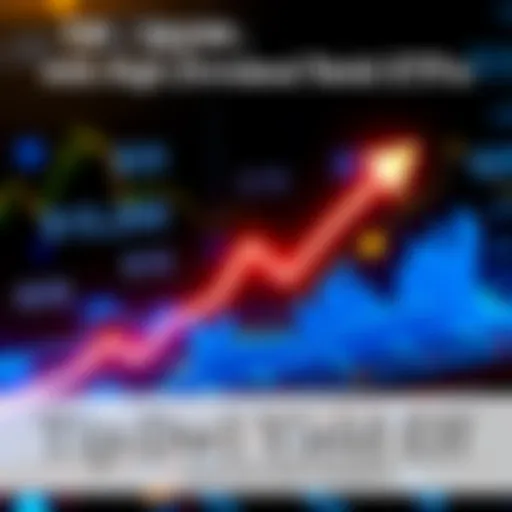 A graphic showing an upward trend line with dollar signs, representing high dividend yield ETFs.