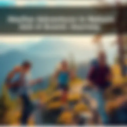 Group of hikers enjoying a beautiful trail in nature with trees and mountains in the background