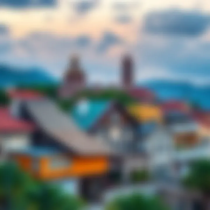 A scenic view of Byronia showcasing its historical buildings and cultural landmarks.